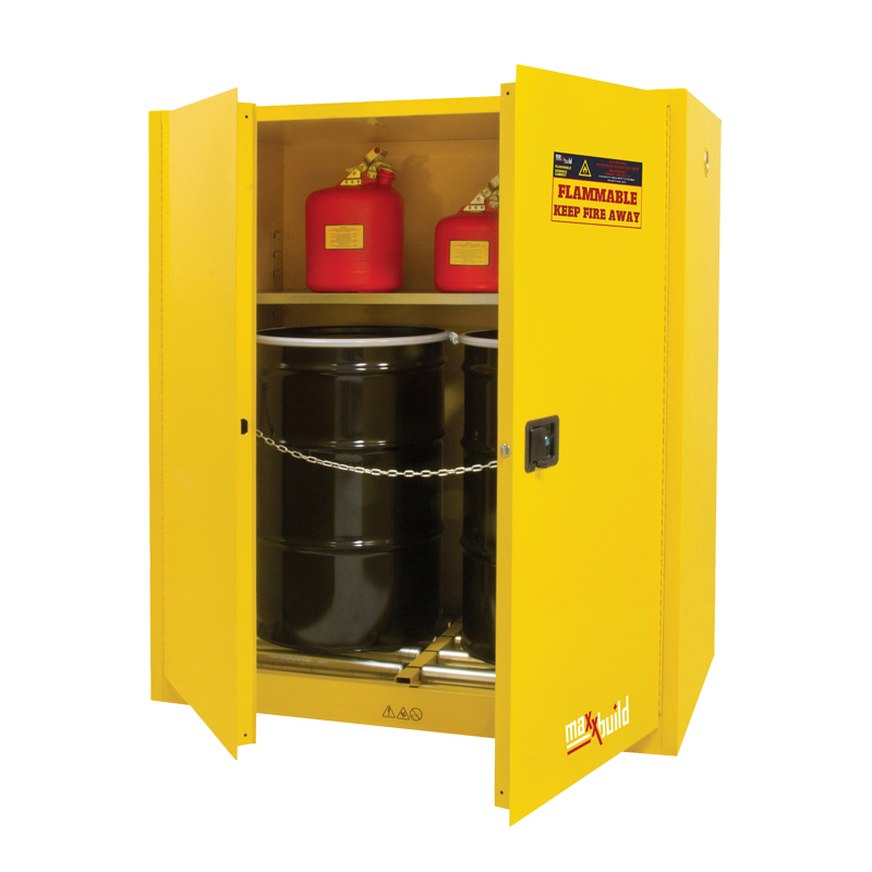 110 Gallon FM Approved Flammable Cabinet, 2 Doors, 2 Shelves