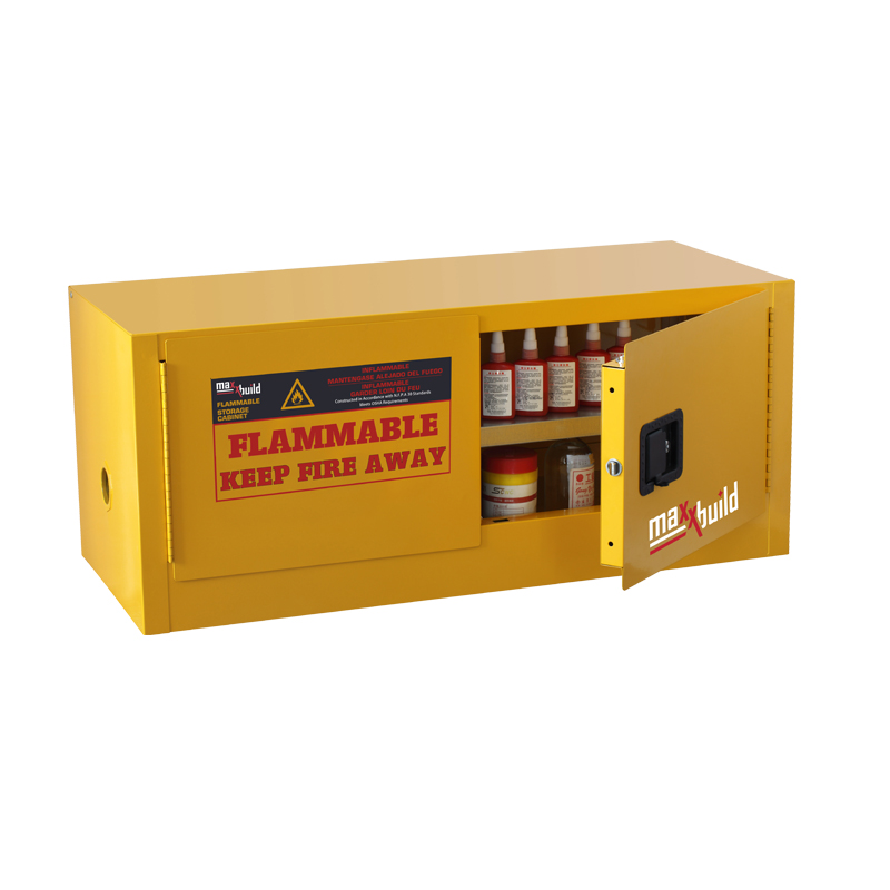 12 Gallon FM Approved Flammable Cabinet, Horizontal, 1 Door, 1 Shelf